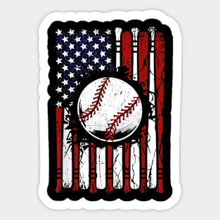 Patriotic Baseball 4th Of July USA American Flag Men Boy Kid Sticker